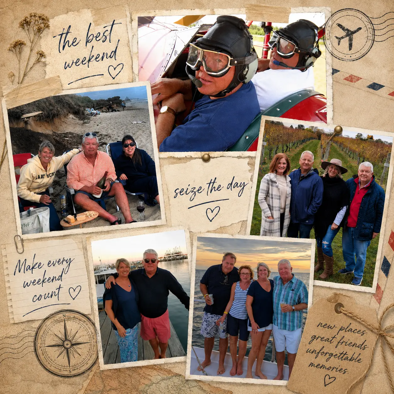 collage of jim flynn on vacation